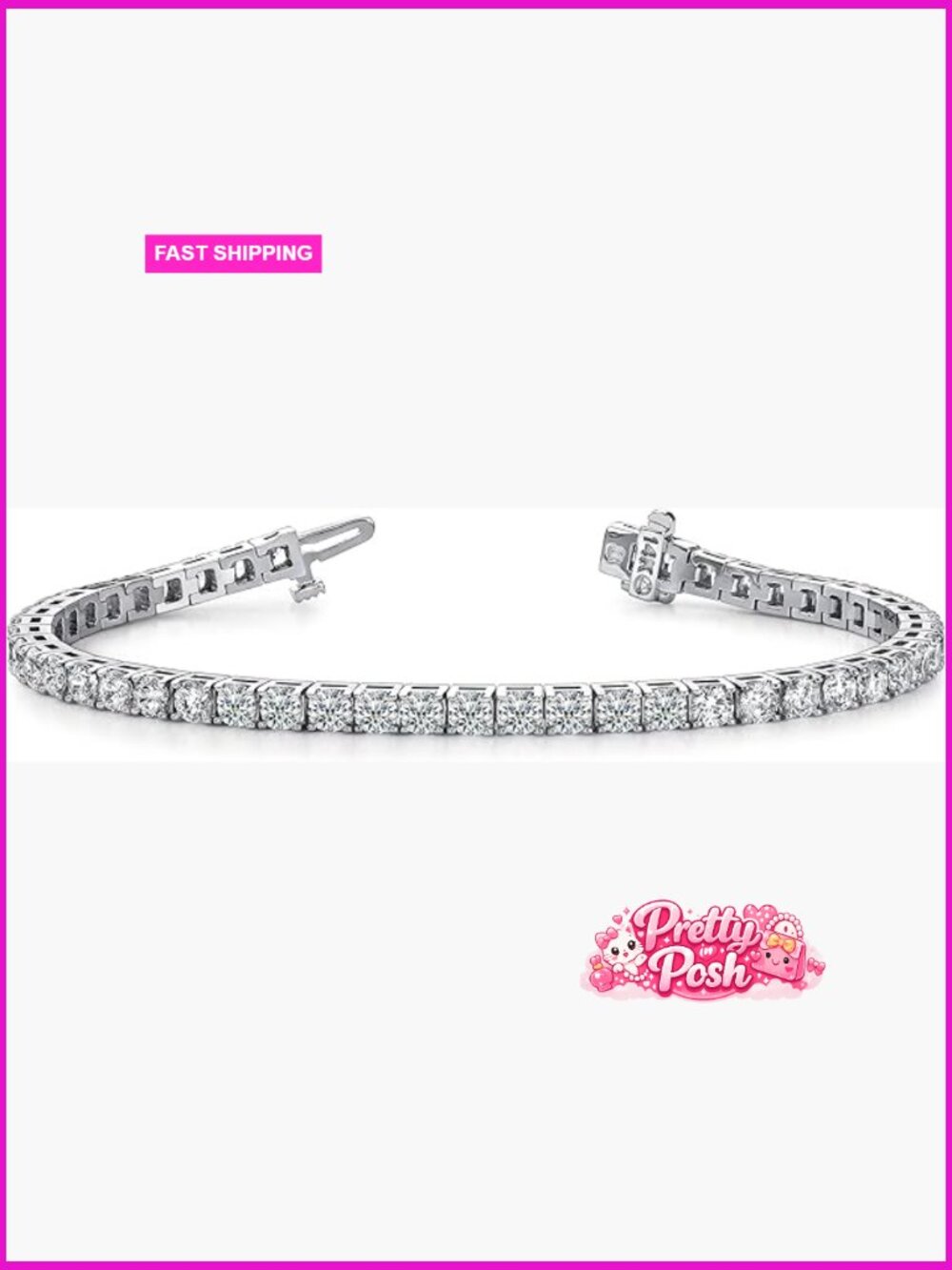 Lab Grown Diamond Tennis Bracelet 4 Prong 2 Carat D-E Color VS1-VS2 Clarity 14K